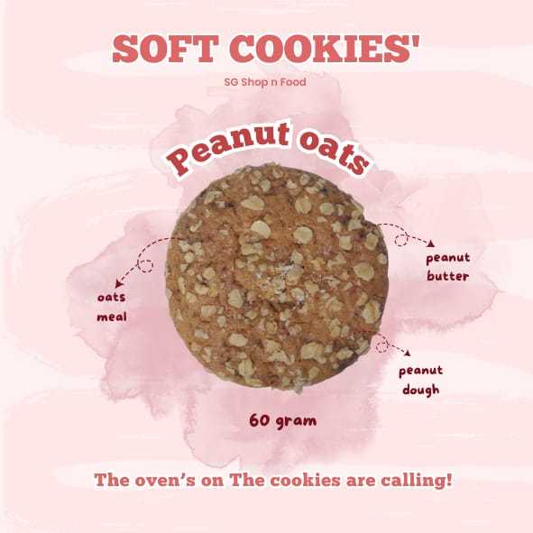 

BEST PRICE - Soft Cookies Peanut Oats / Kacang oats / Peanut Butter kukis by SG Food HOMEMADE 60gram