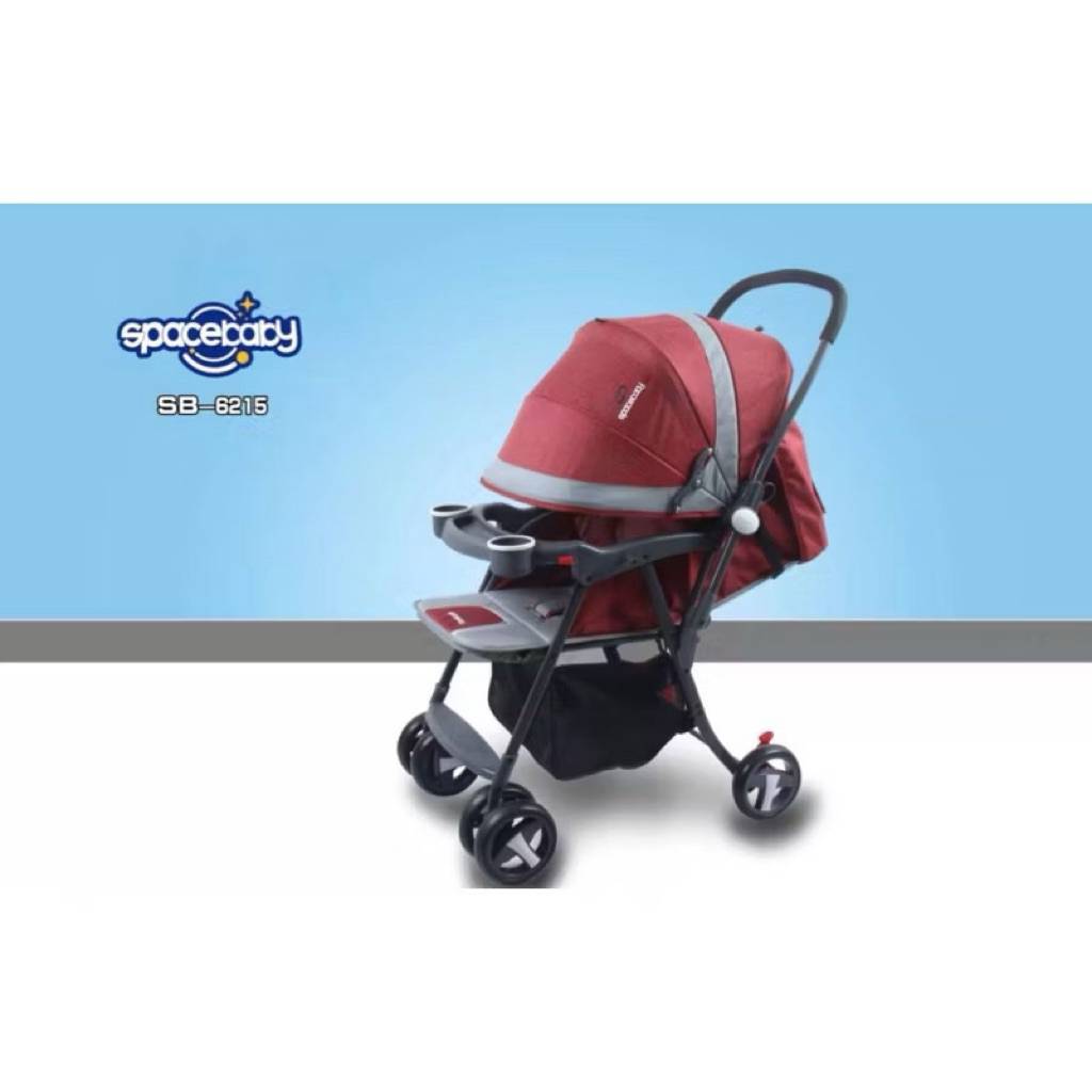 Stroller SpaceBaby SB-6215 warna maroon