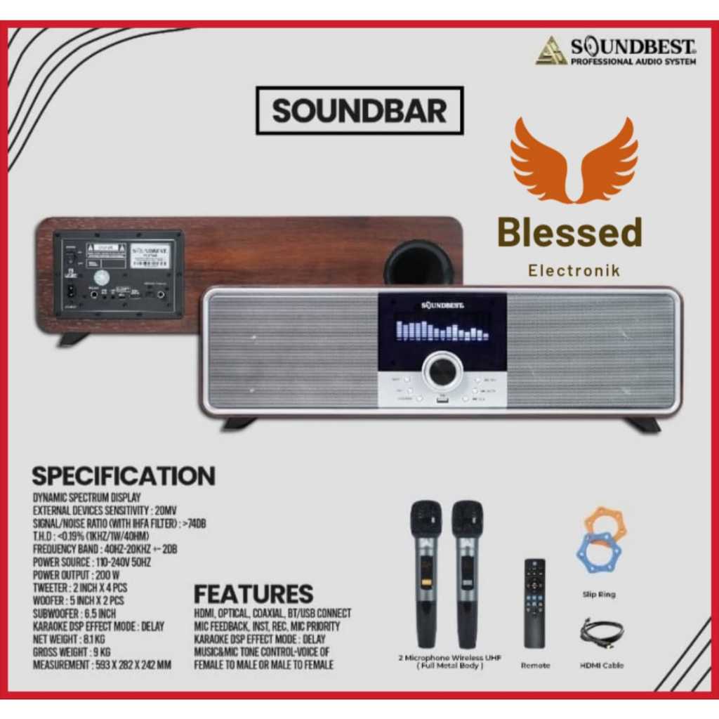 Soundbar Soundbest Playbar + 2 mic Wireless / Soundbest Soundbar Karaoke Original