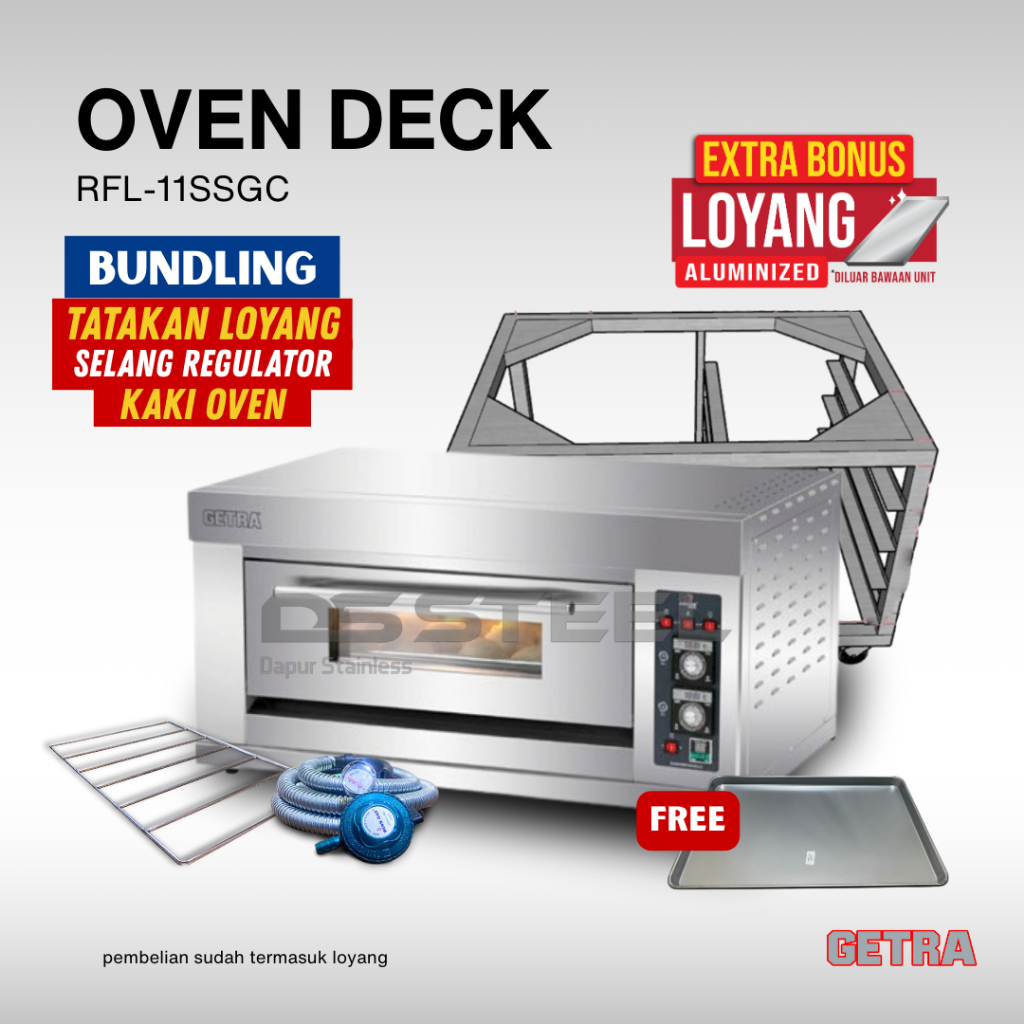 Paket Bundling Oven GETRA RFL-11SSGC + Kaki Oven Stainless Steel / Bundling Oven GETRA + Meja Oven