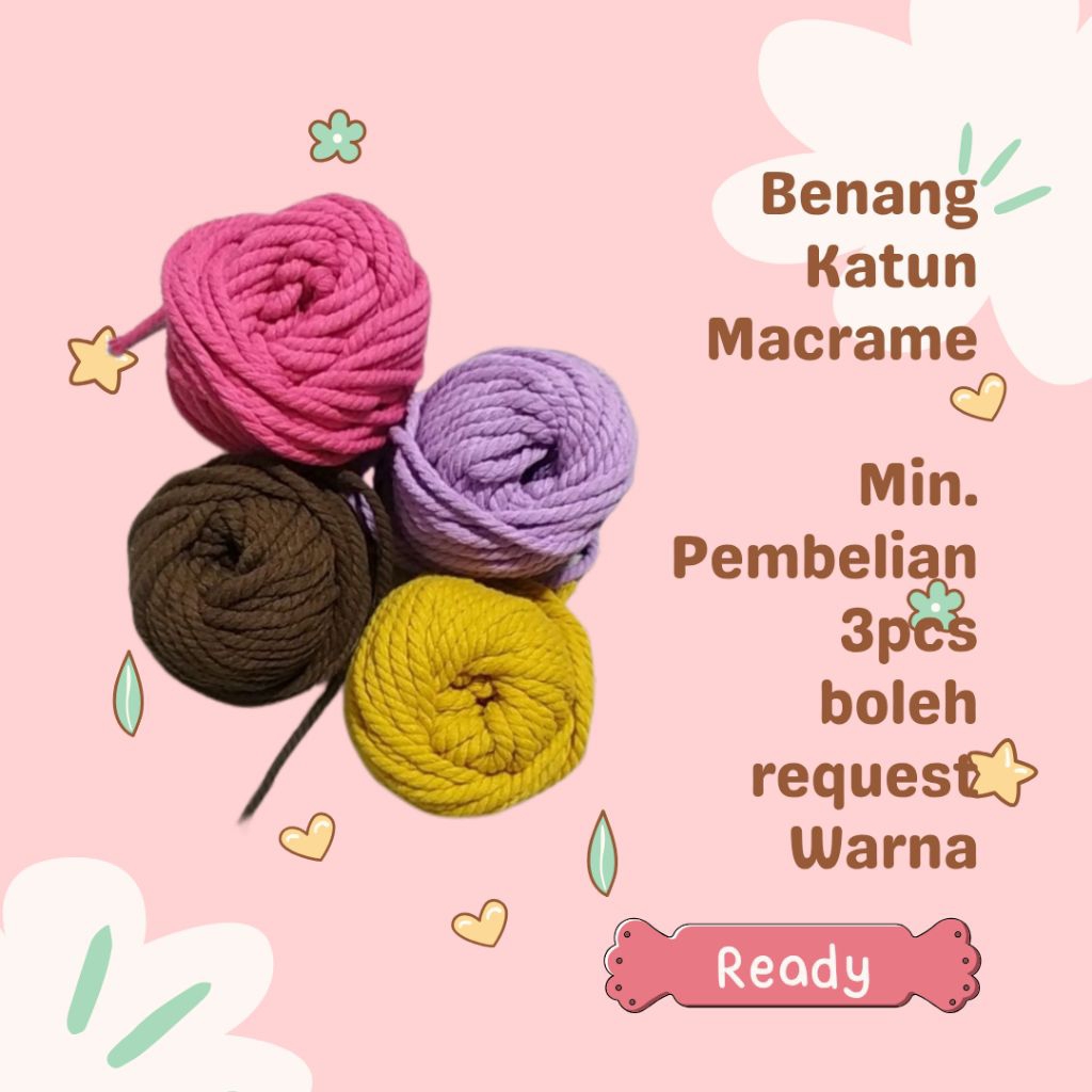 Gala Galore (Kozhie) Tali Katun Ukuran 4Mm / Benang Katun Macrame / Tali Benang Macrame