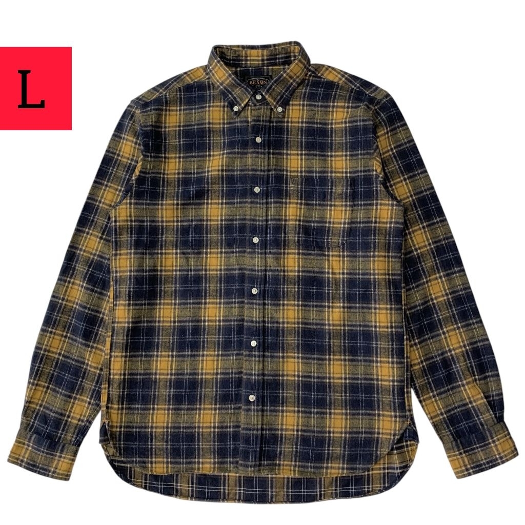 Kemeja flanel button - down BEAMS PLUS Made in Japan ( size L )