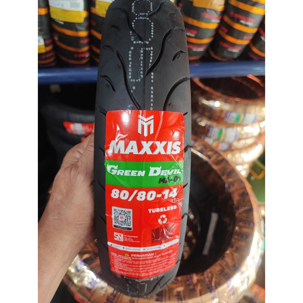(BAYAR DITEMPAT) BAN MAXXIS 80/80-14 DIAMOND, GREEN DEVIL TUBELESS Ban Motor GEAR 125, BEAT, MIO, VA