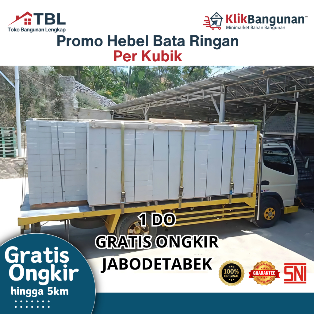 Hebel Bata Ringan 1 DO Isi 12,6 Kubik Ukuran 10 cm dan 7,5 cm Gratis Ongkir Jabodetabek