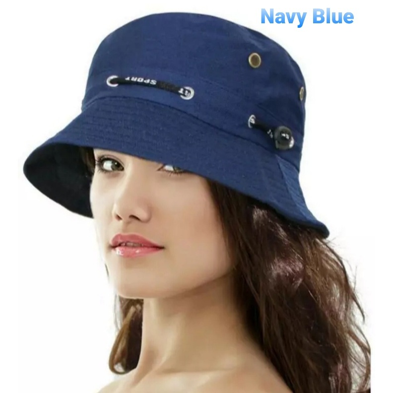 Topi Bucket Klasik Pria Wanita Bahan Kain Katun