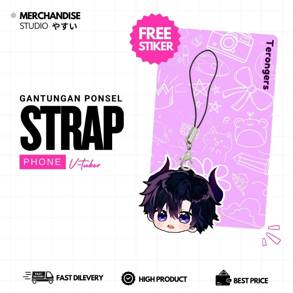 RP1 - STRAP PHONE TALI GANTUNGAN HP HARRIS CAINE VTUBER PHONE STRAP TALI GANTUNGAN AESTHETIC - ANIME
