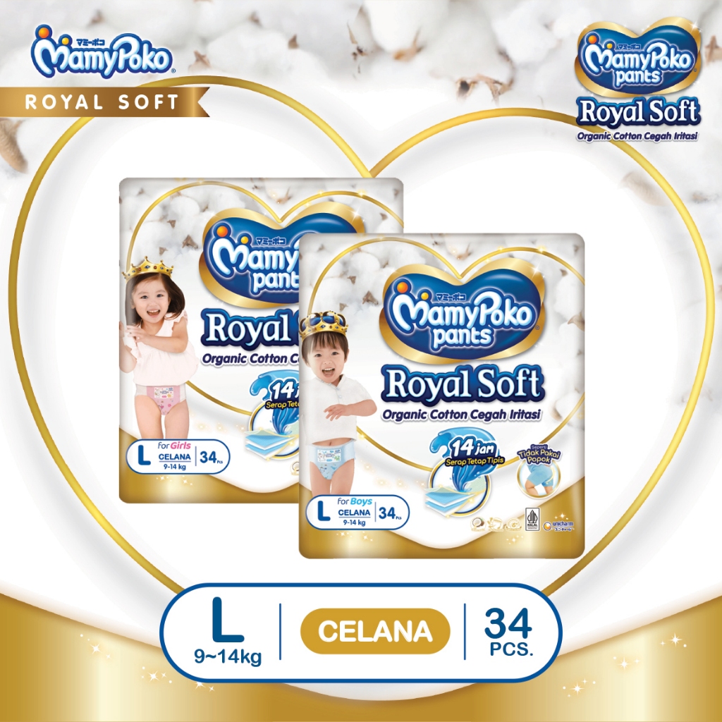 Mamypoko Royal Soft Pants L34 - Mamypoko Popok Celana Royal Soft L 34