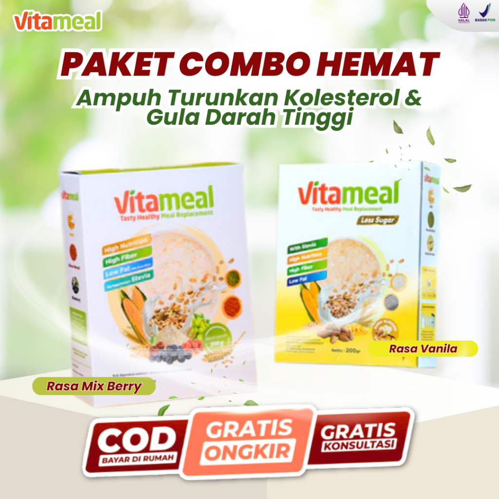 HEMAT Vitameal dan Vitameal Less Sugar Sereal Gula Darah Tinggi Diabetes Kolesterol Jantung  VITAMEL