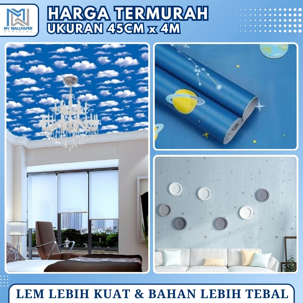 Wallpaper Dinding Motif Kejora Biru Bintang Wallpaper Dinding Motif Bintang Wallpaper Dinding Awan L