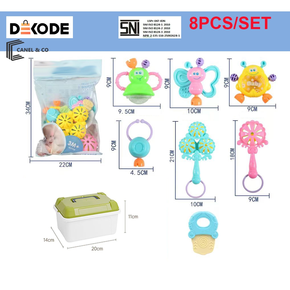 CANEL & CO Baby Teether Rattle Teething Kit Mainan Gigitan Bayi Gigitan Bayi Teether Mainan Bayi 6 B