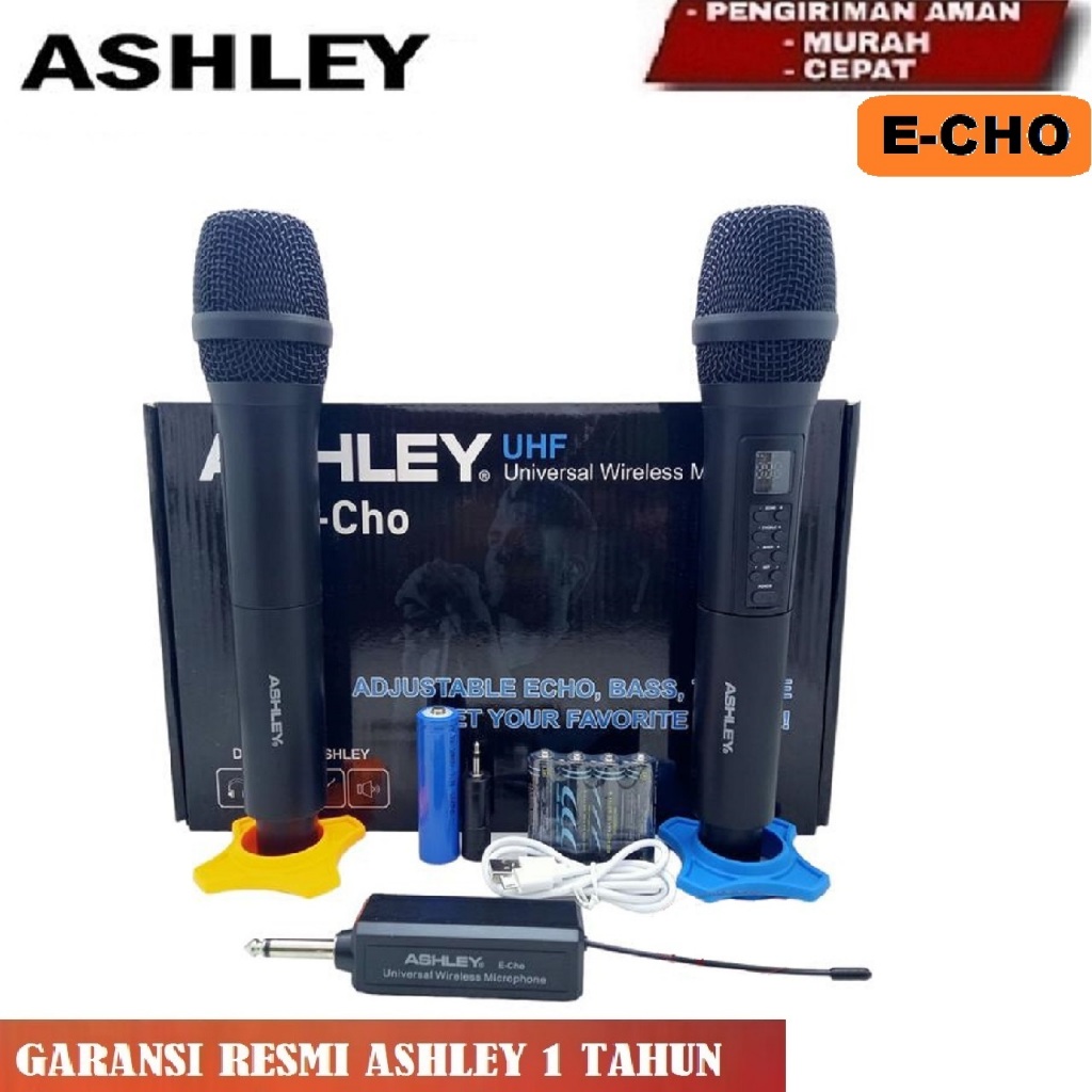 mic wireless ashleY ECHO E CHO E-Cho ori biasa atur echo bass treble