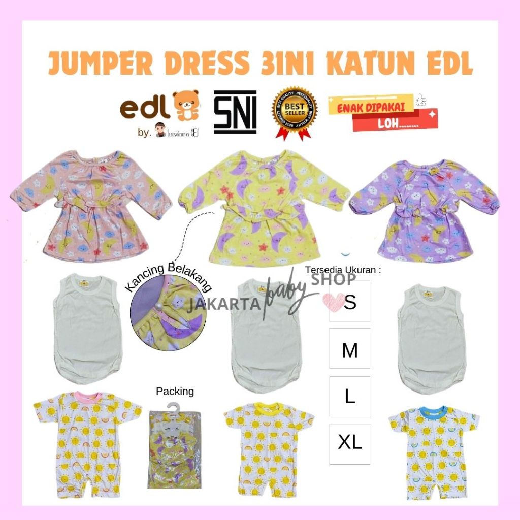 Jumper Dress 3IN1 EDL / Jumper Dress / Dress Anak Perempuan / Jumper 3 in 1 / Baju Setelan Anak / 33