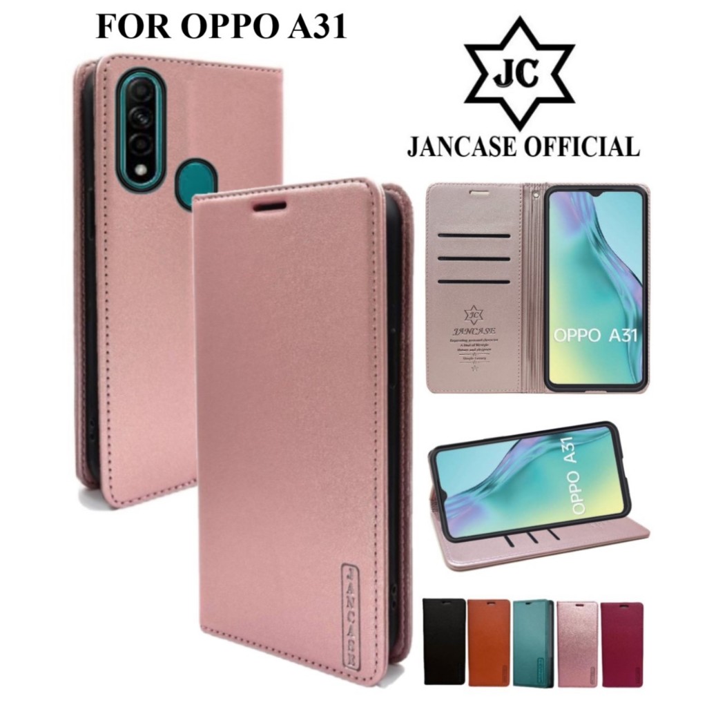 JANCASE FLIP WALLET UNTUK OPPO OPPO A31 cover premium  casing dompet handphon