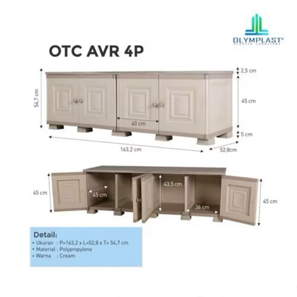 meja tv plastik rak tv buffet tv bench plastik olymplast OTC AVR 4P Modern Minimalis Elegant