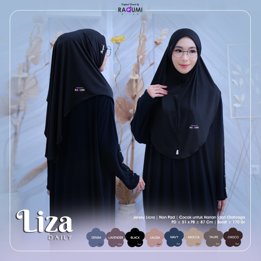 Liza Daily Hijab Original Raqumi Hijab Wanita Jersey Licra Hijab Instant Liza Raqumi