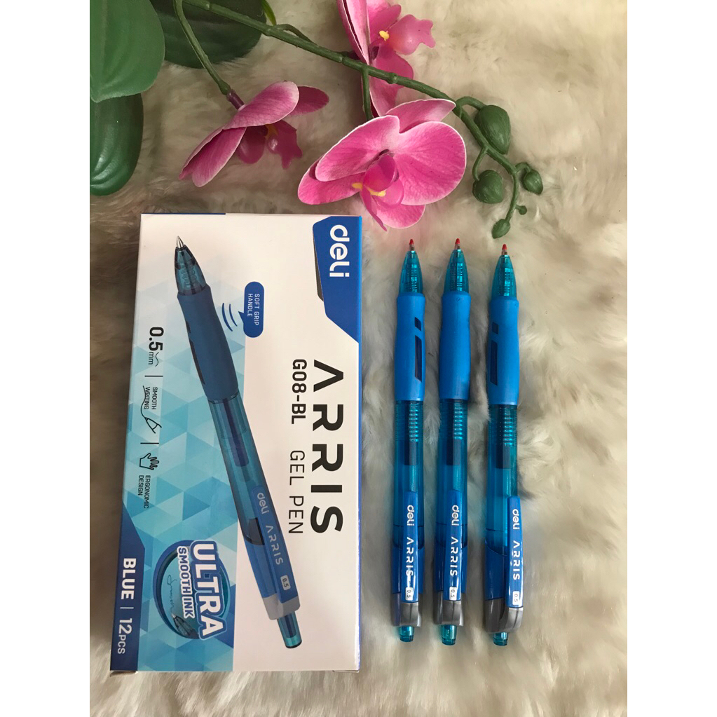 

{Pak} EG08 Bolpoint Gel Deli Klik Arris Biru / Pulpen Deli Arris Gel Pen 0.5mm