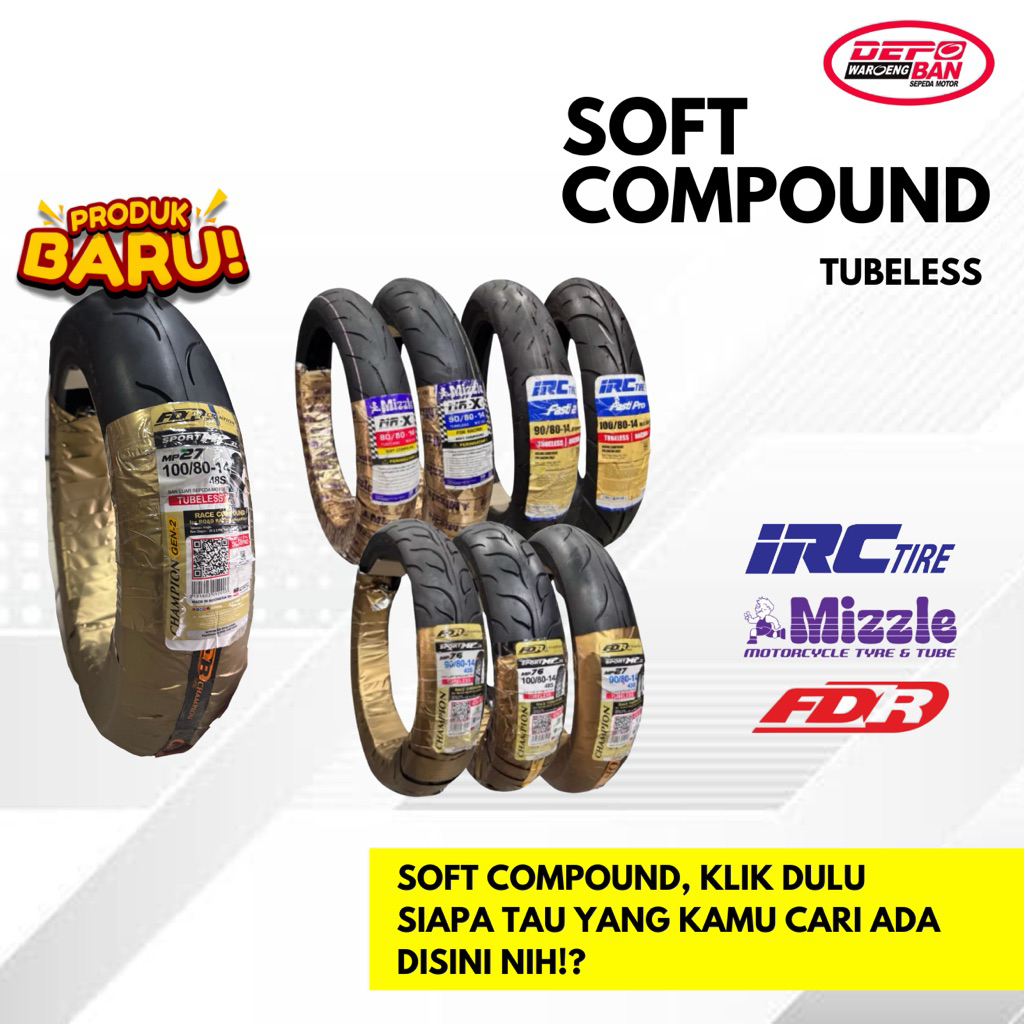 BAN MATIC R14 TUBLESS SOFT COMPOUND FDR (MP27 & MP76),IRC (FASTI 2, FASTIPRO, & MBR110),& MIZZLE(MR0