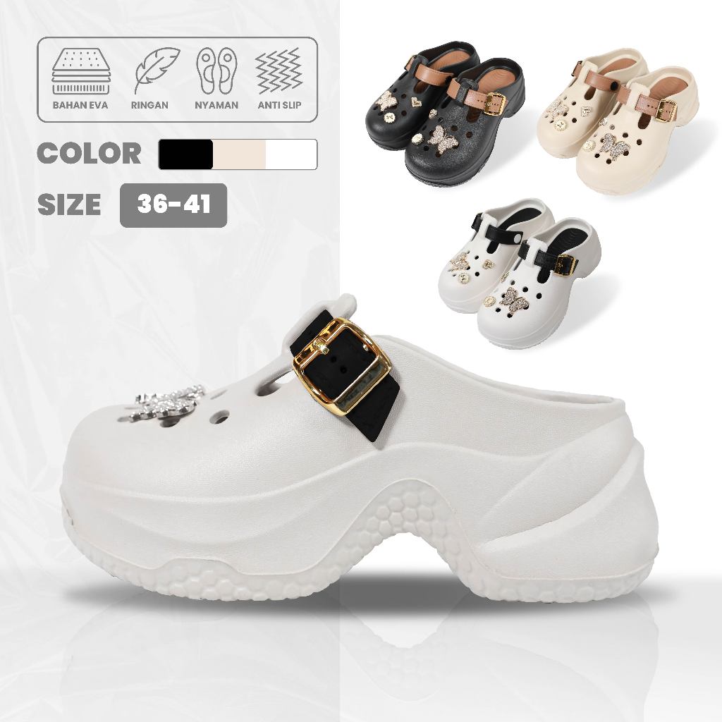 Sandal Wedges Wanita Bahan Karet EVA Terbaru 2508-4 Sandal Wanita Cantik Design Lucu Elegan