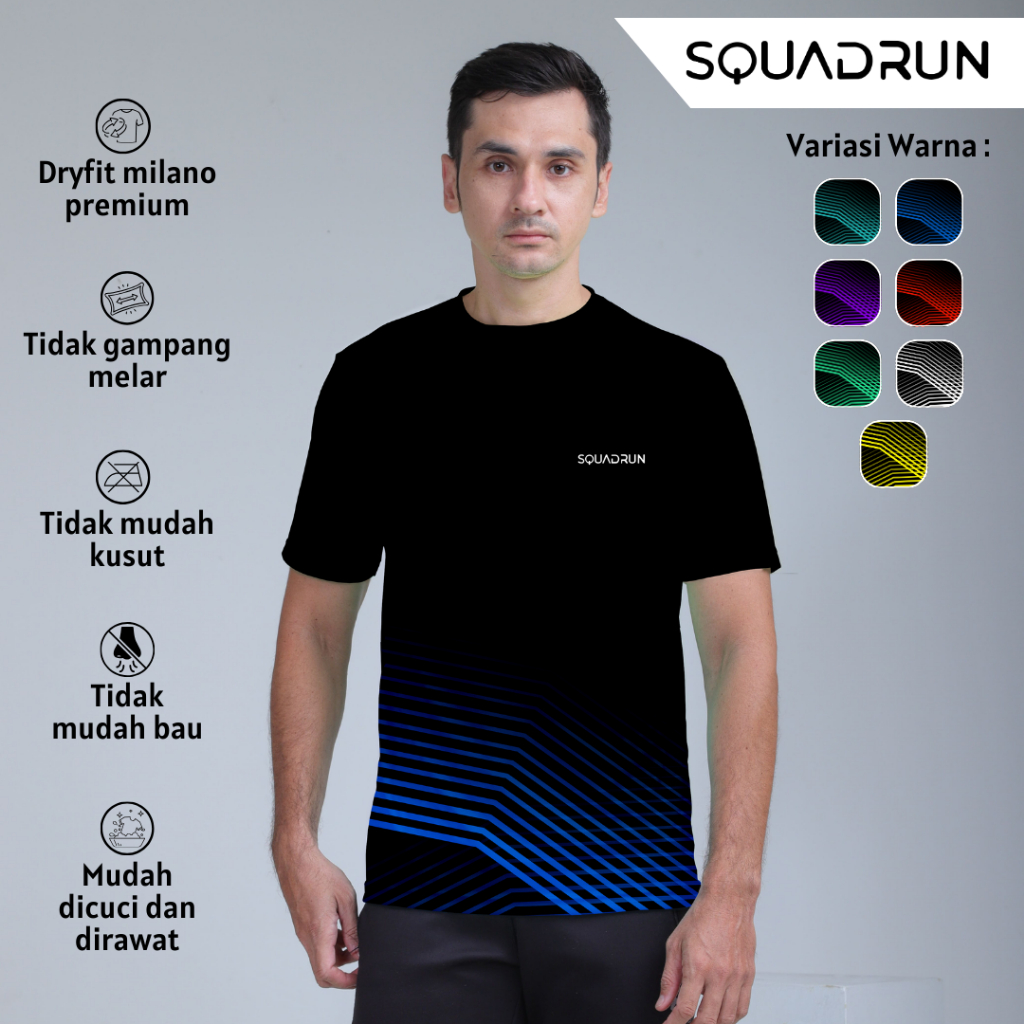 Squadrun - Kaos Running Dry Fit breathable Quickdry Lengan Pendek Gravon