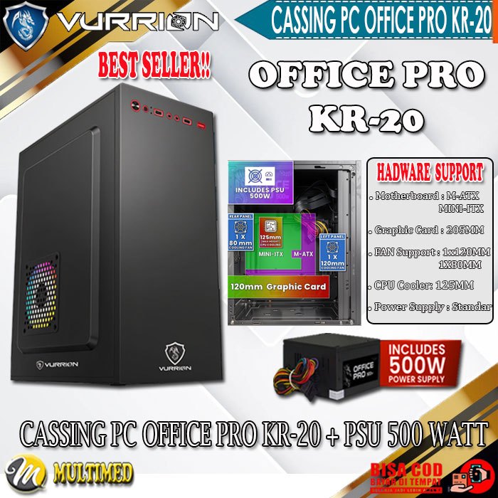 Case Pc / Casing Pc Vurrion Office PRO KR Series - M-ATX Computer Case Include PSU New