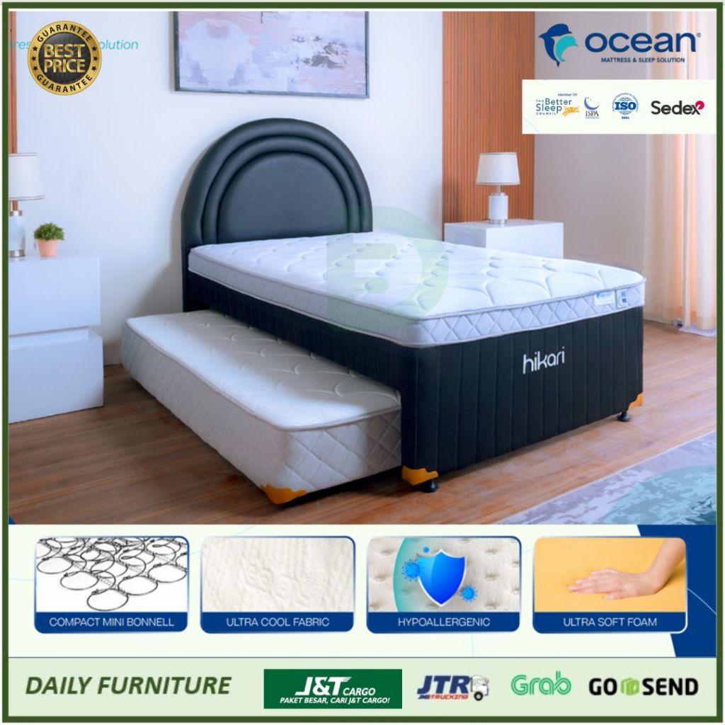Tempat Tidur Tingkat Springbed Sorong 2in1 Kasur Ocean Hikari 4kk / 120cm