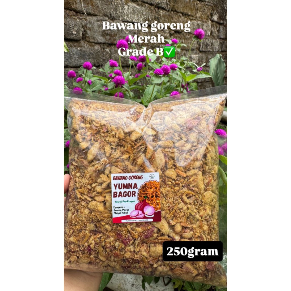

Bawang Merah goreng Asli Brebes 250gram grade B siap saji