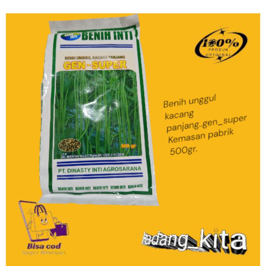 BENIH UNGGUL KACANG PANJANG GEN-SUPER 500 GRAM CAP BENIH INTI
