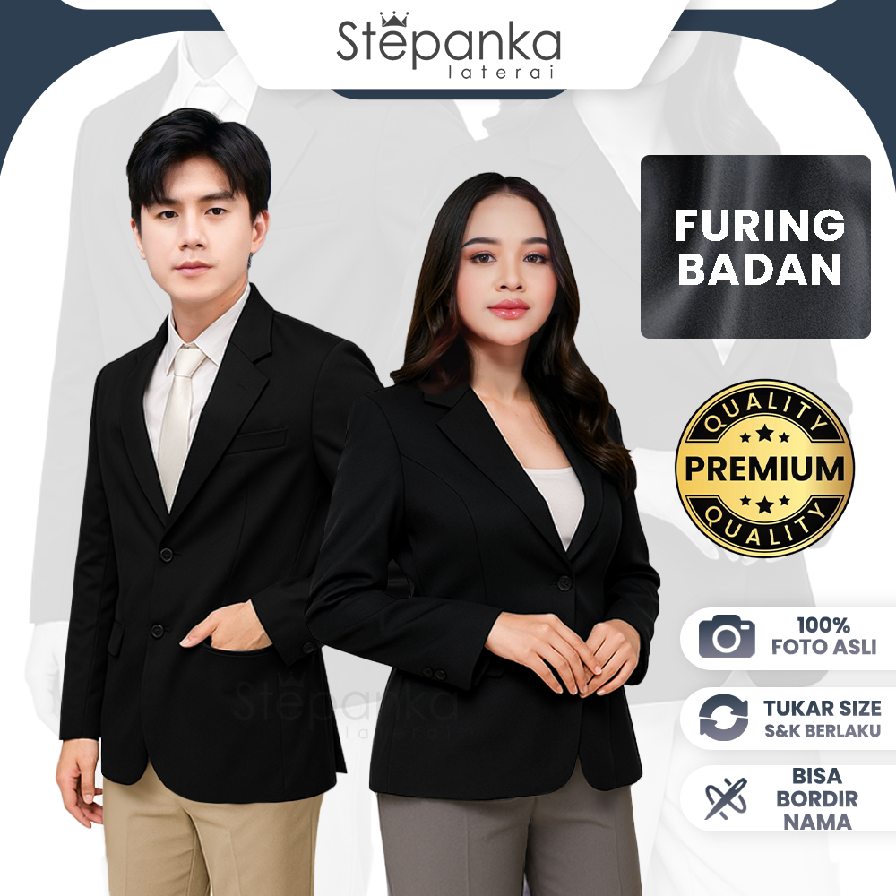 [NEW LAUNCH] Jas Formal Hitam/ Jas Hitam Premium/ Jas Hitam Pria/ Jas Hitam Wanita/ Jas Kerja/ Blaze