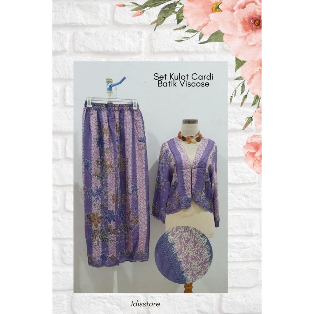 Setelan Batik Viscose Kulot & Outer Lilac No Furing