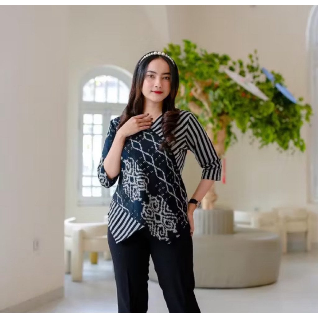 READY STOK Blus Tenun Lurik Jepara Bahan 100% Tenun Tangan