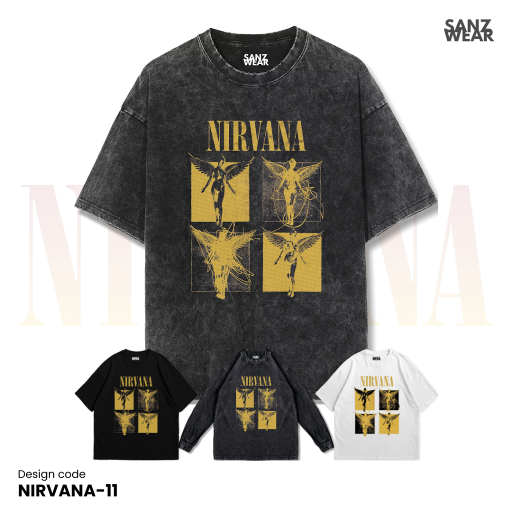 SANZ kaos NIRVANA | stonewashed washed t-shirt | black white longsleeve | NIRVANA-11