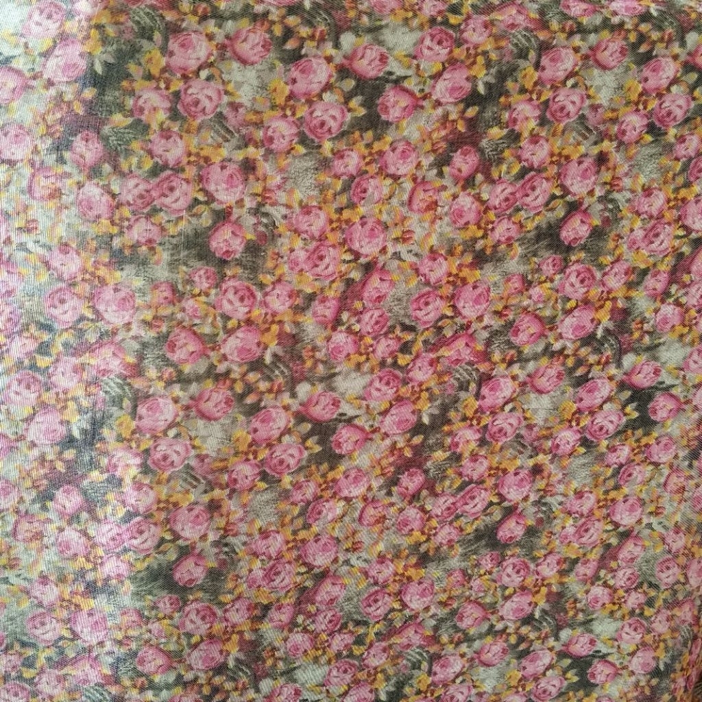 kain katun silky motif bunga besar premium / bahan katun silky motif bunga besar premium