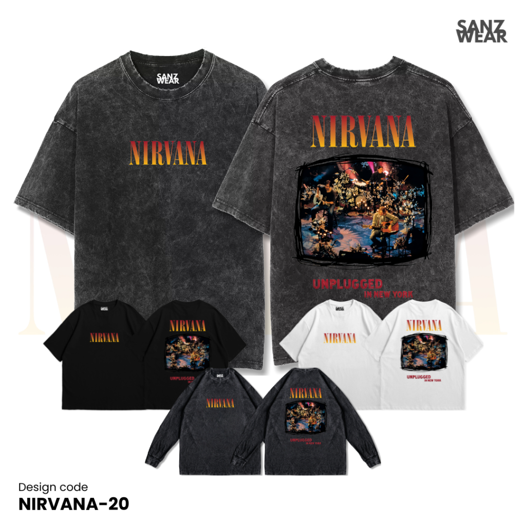 SANZ kaos NIRVANA | stonewashed washed t-shirt | black white longsleeve | NIRVANA-20