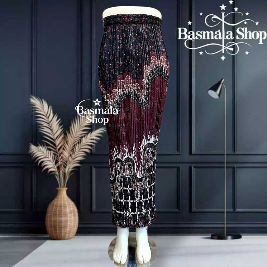 ROK PLISKET BATIK / ROK PLISKET / BAWAHAN KEBAYA / ROK KEBAYA / ROK WISUDA / LERENG MAROON