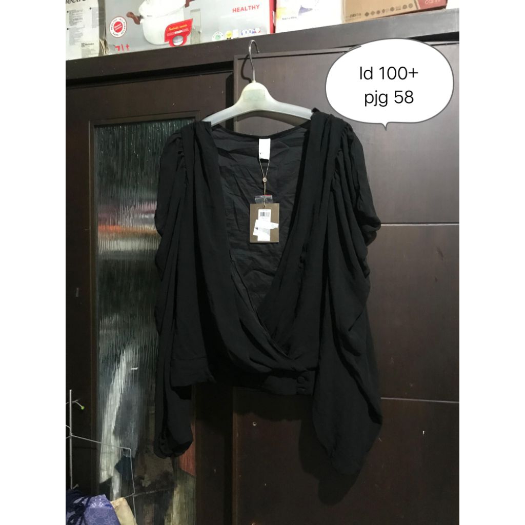 Outer Blouse Sifon Ruffle Hitam (baca deskripsi)