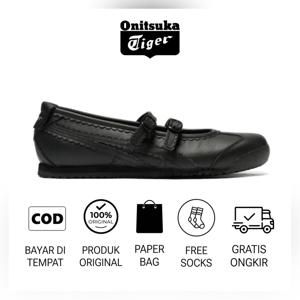 Sepatu Onitsuka Tiger TGRS Black Original / Sandal Wanita / Sneakers Wanita