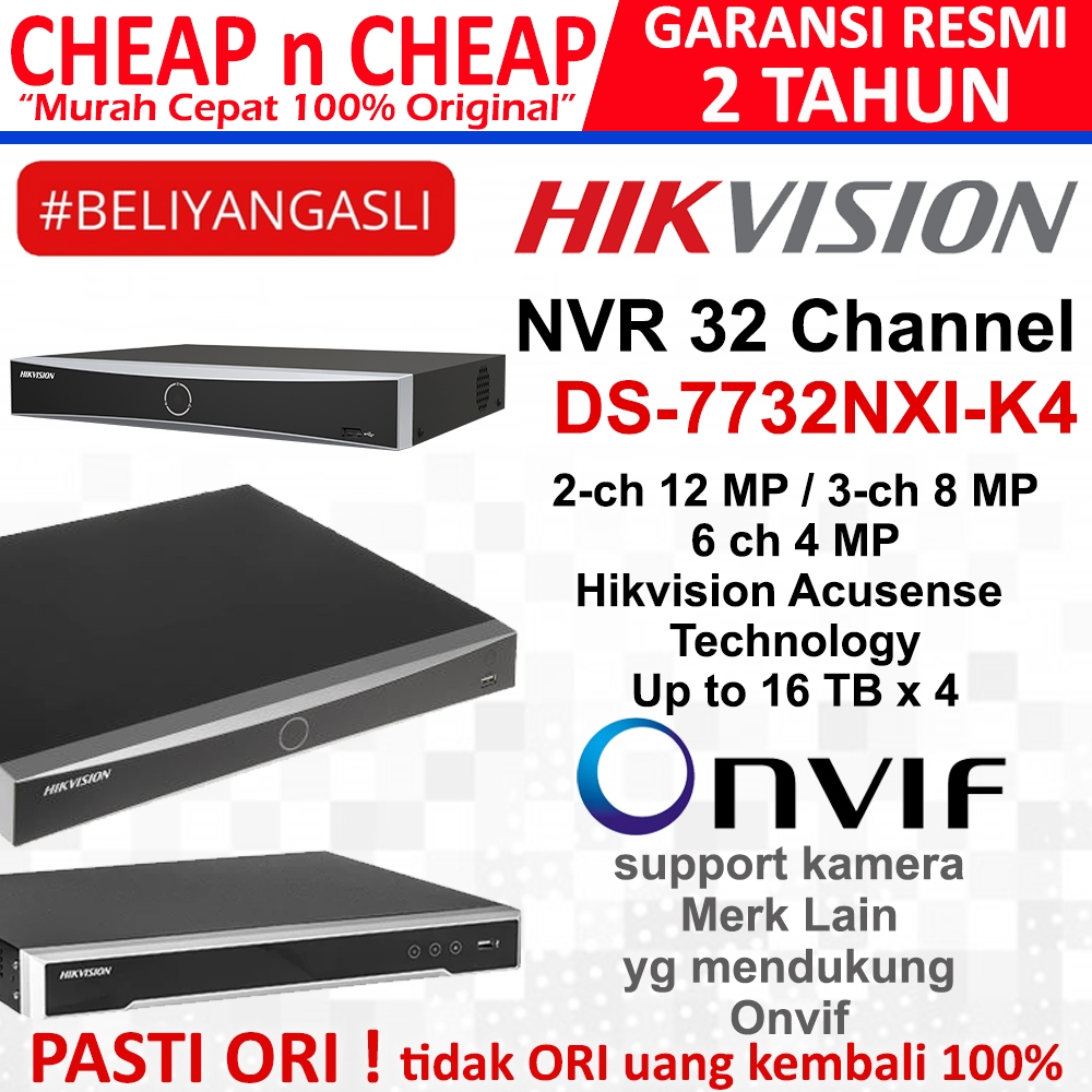 NVR Hikvision 32 Channel 4K 8MP DS-7732NXI-K4 - NVR Hik Vision 4CH 8CH 16CH 32CH