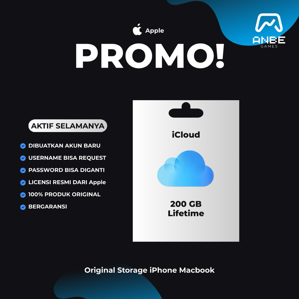 Lisensi iCloud 200 GB Lifetime | Original Storage iPhone Macbook