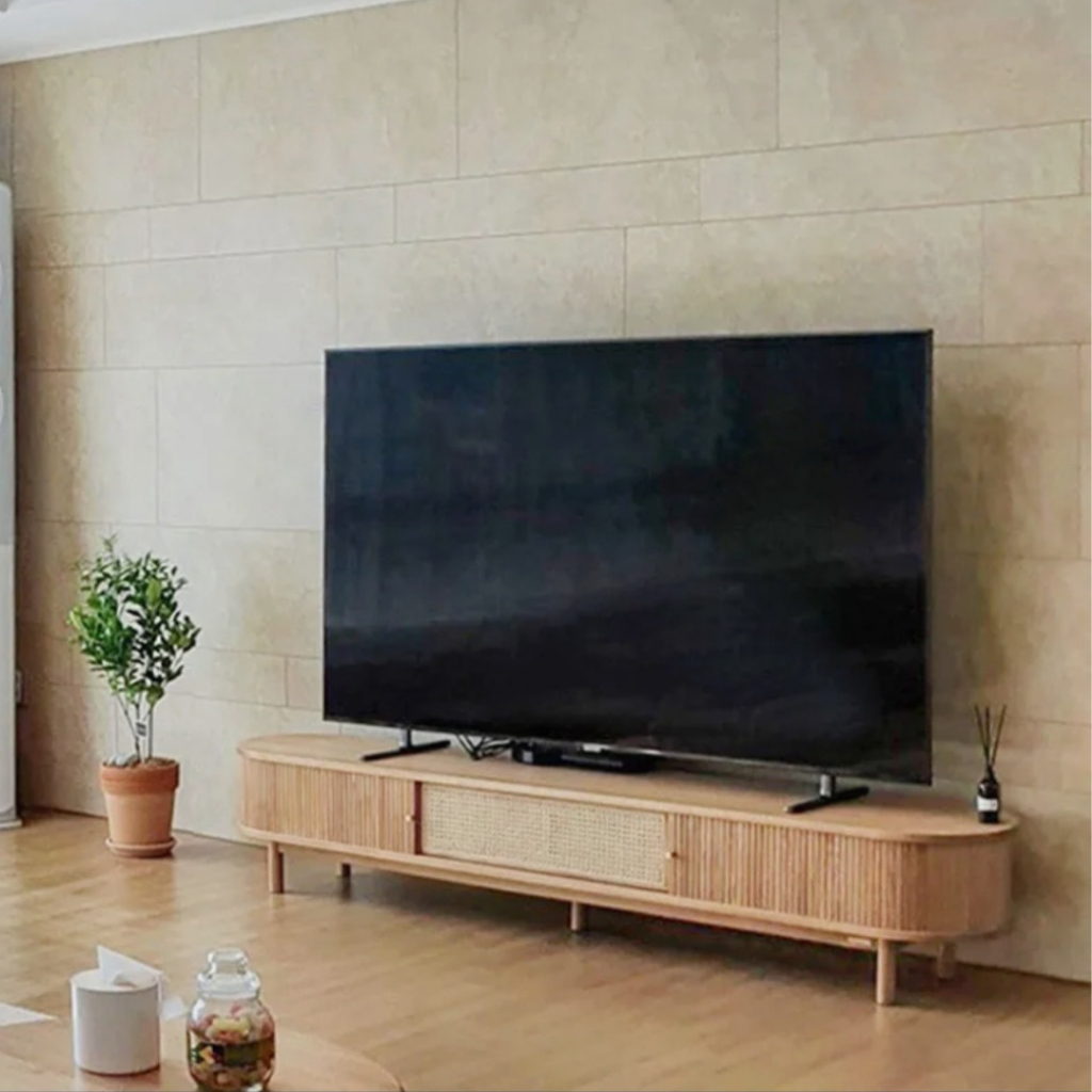 Kayukozy - Buffet TV Kayu Jati Rotan Minimalis – Meja TV Modern Scandinavian Panjang Kokoh