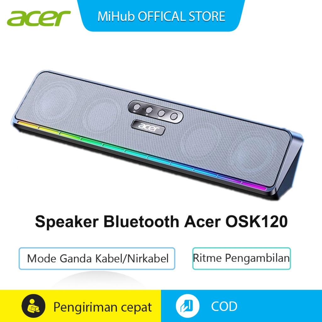 acer Speaker Desktop RGB Bass Mantap OSK120 Bluetooth 5.3 USB untuk PC Gaming Work
