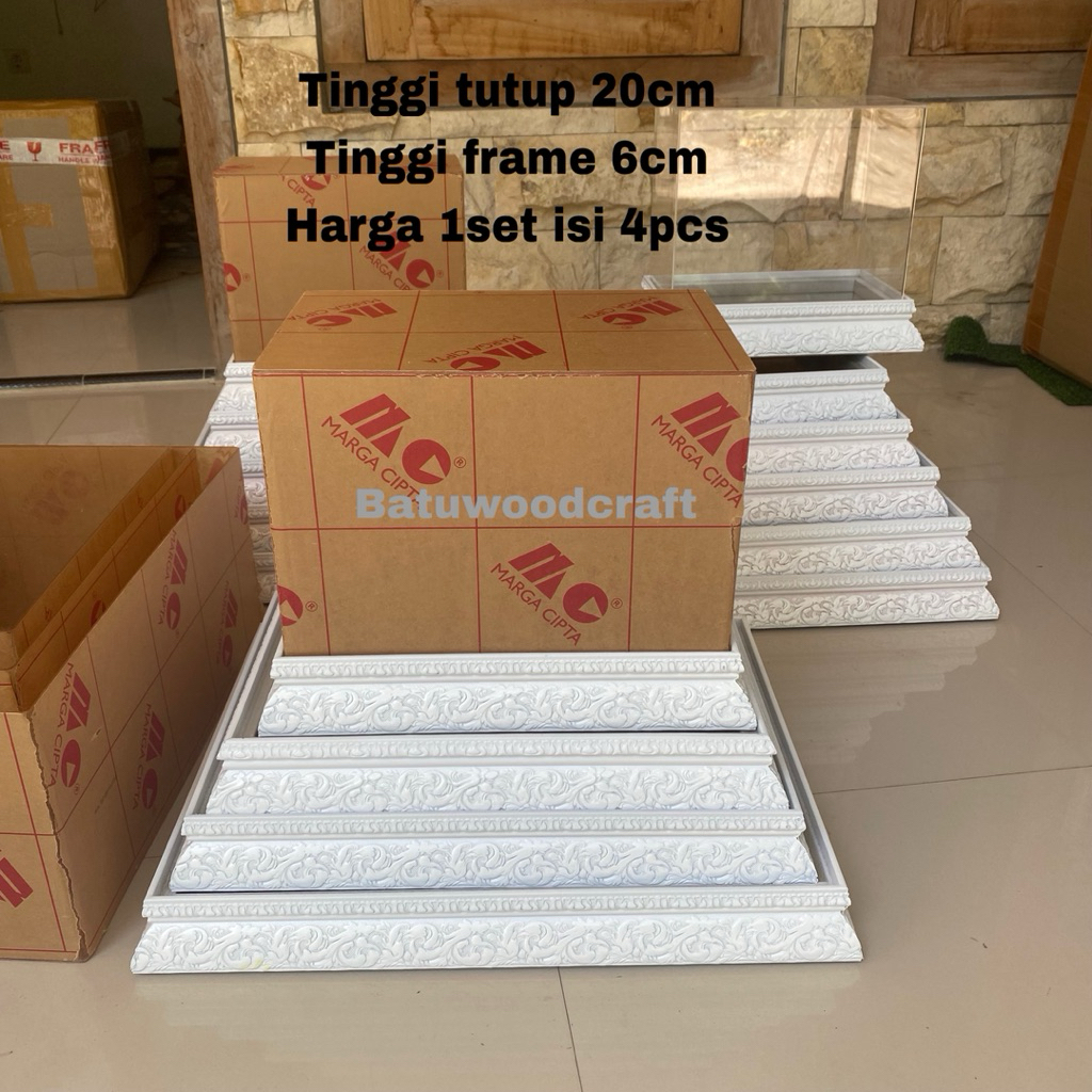 Kotak Hantaran 1set Isi 4pcs Plus Tutup Akrilik Tinggi 20cm Hantaran Seserahan Pernikahan Frame Fibe