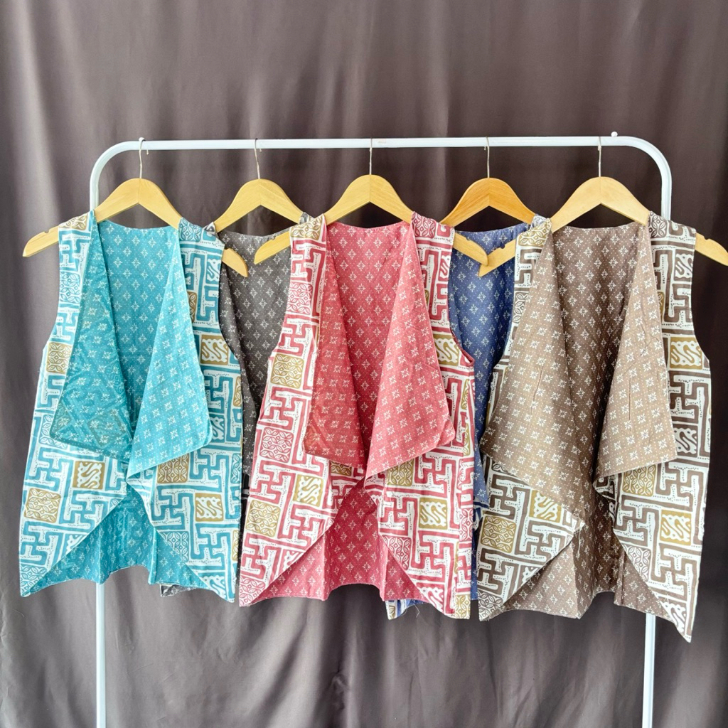 OUTER/LUARAN/OUTER PANJANG/OUTWEAR BATIK TANPA LENGAN KINAYA MOTIF BOLAK BALIK ALL