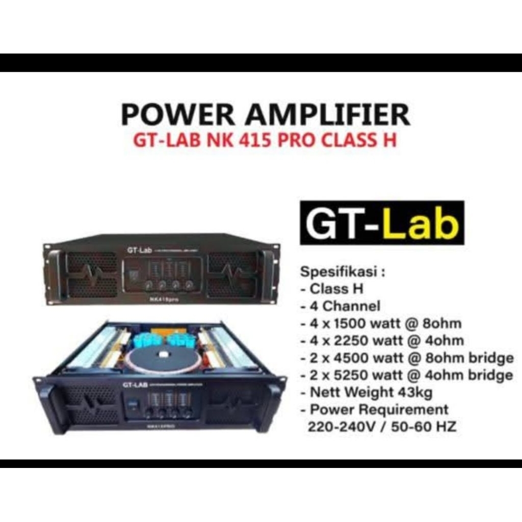 POWER AMPLIFIER GT-LAB NK415PRO/NK 415 PRO ORIGINAL 4 CHANNEL