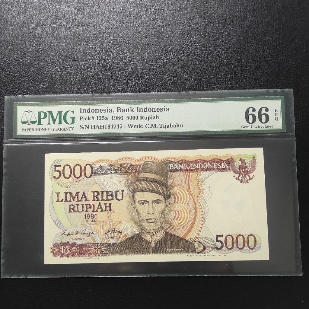 Uang 5000 rupiah Teuku Umar PMG 66 EPQ tahun 1986