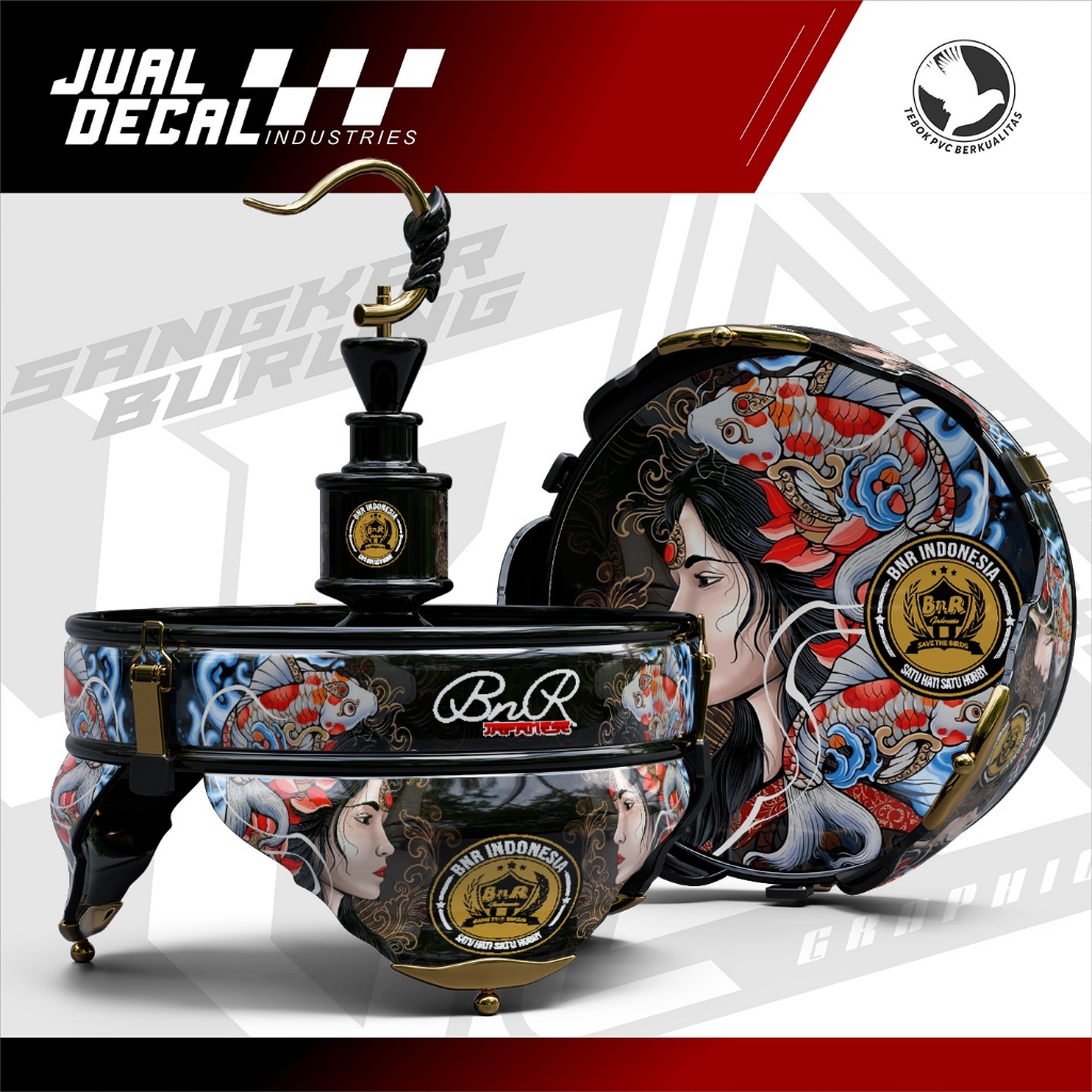 Stiker Sangkar Burung Variasi BNR Lady Japan CUSTOM Decal Tebok Burung Lovebird Pleci Helopet