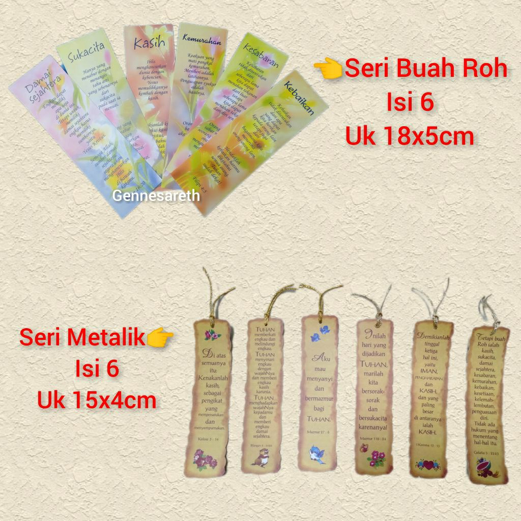 Pembatas Buku Rohani /Pembatas Ayat Alkitab /Pebatas Buku Seri Buah Roh/Pembatas Buku Kristen katoli