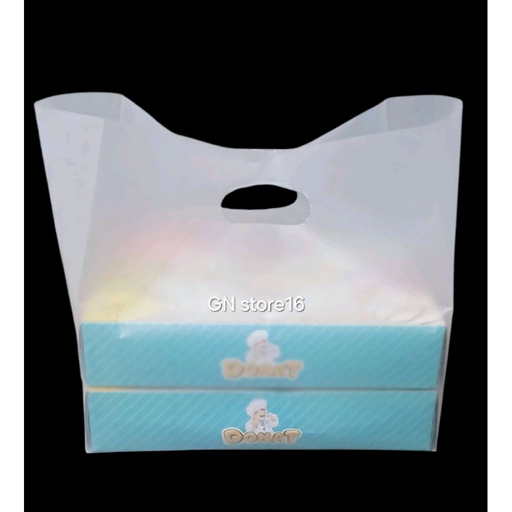 Kantong  Plastik Kresek  HD  28 x 37 x 0,45 Tebal Muat 2 Dus Donat Isi 6 Ukuran  27×18×5 cm