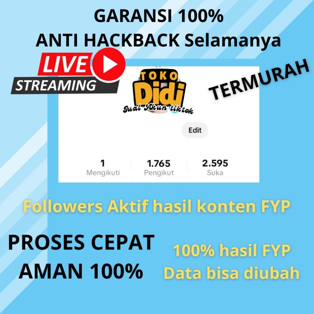 Akun TikTok Siap Live Hasil FYP Followers indo Siap Pakai