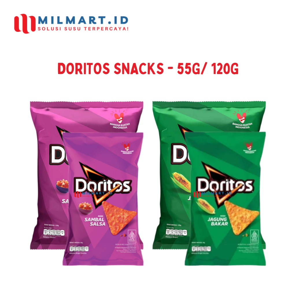 

MAKANAN RINGAN DORITOS 55G/120G CAMILAN CRISPY JAGUNG BAKAR/SAMBAL SALSA