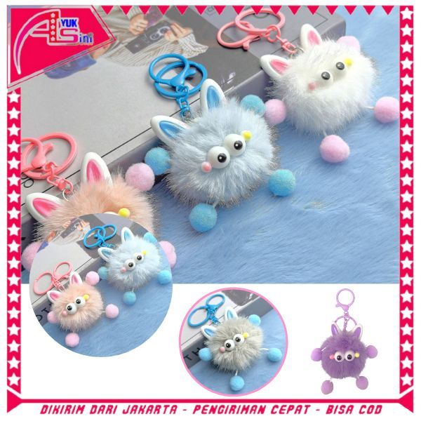 AS Gantungan Tas Boneka Lucu Gantungan Little Monster Kawai Boneka Bulu Halus Gantungan Kunci Boneka